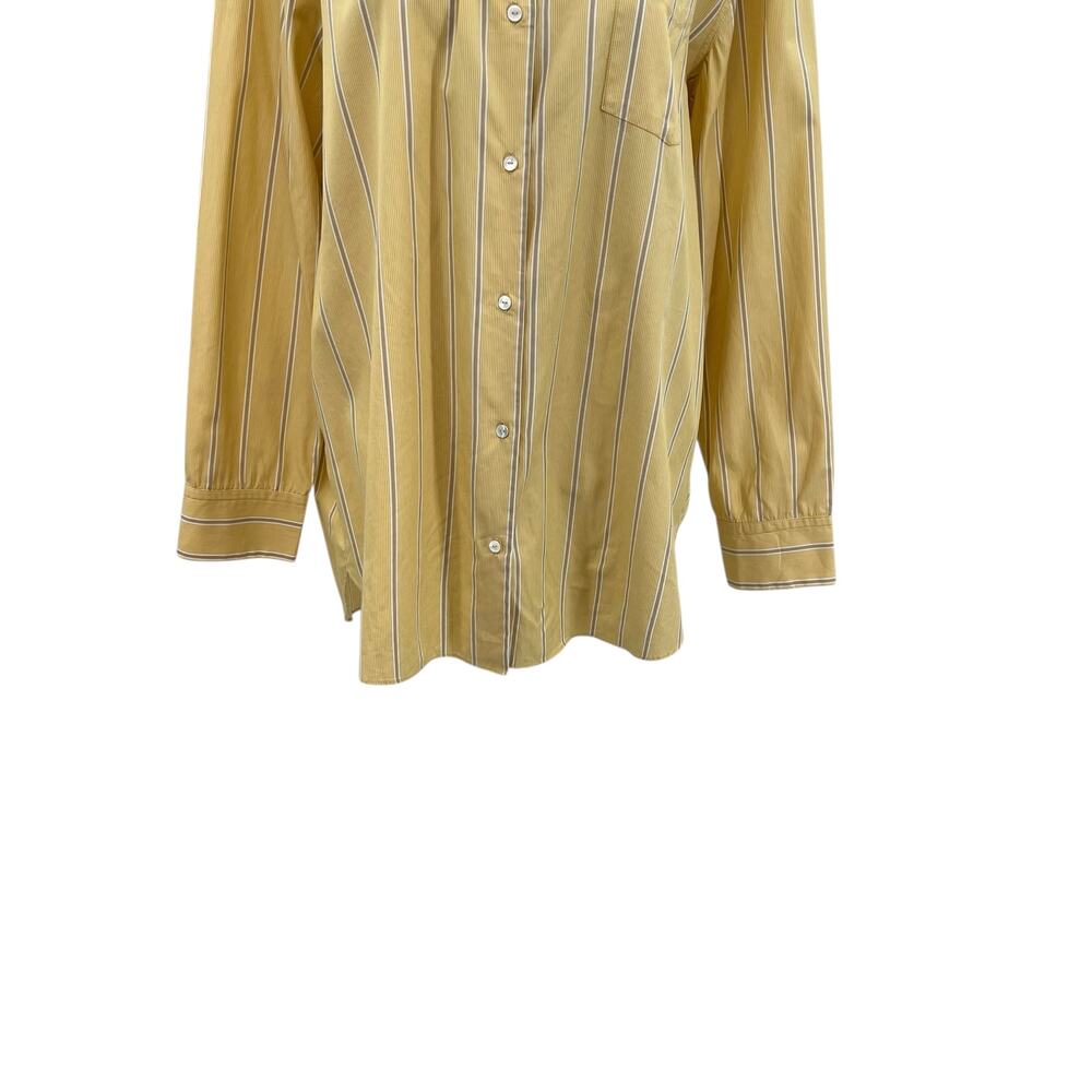 Nili Lotan Kristen Striped‎ Cotton Poplin Shirt Button Down Yellow Size Large - Picture 5 of 12